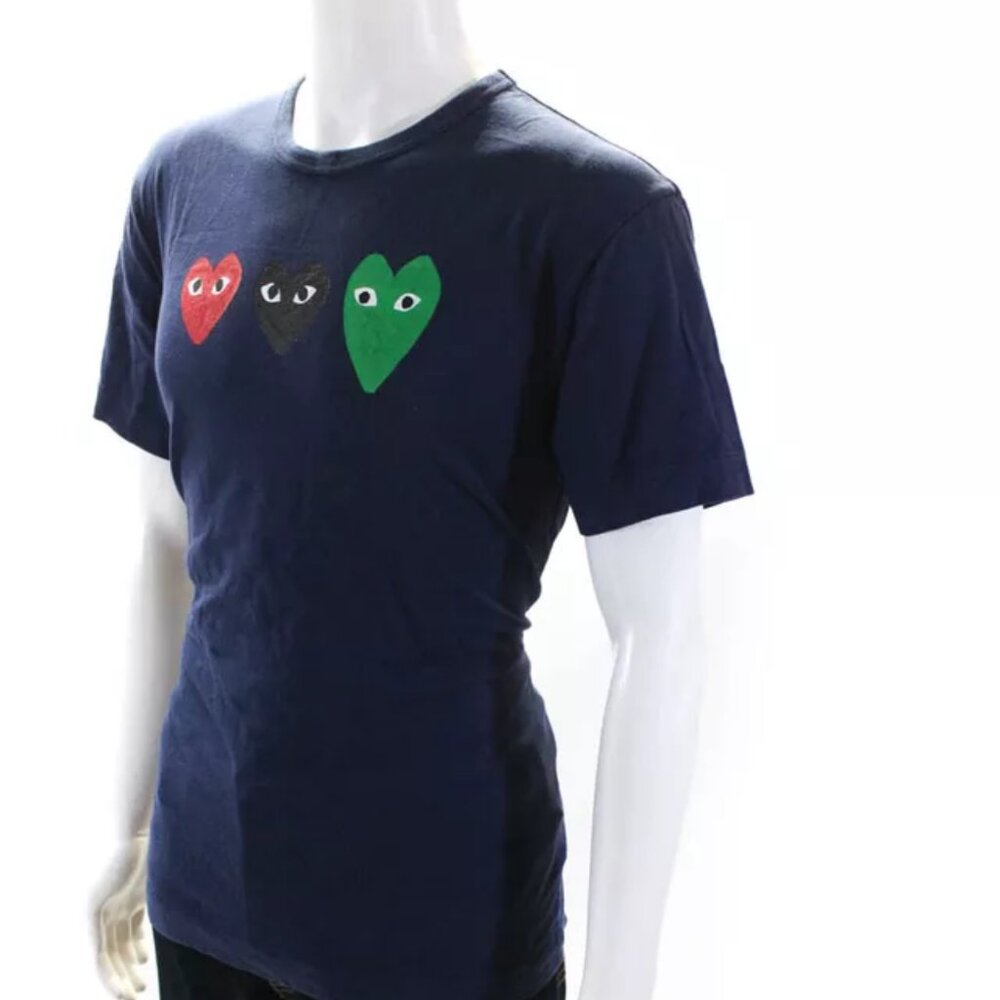 $249 Authentic PLAY by COMME des GARCONS Made in JAPAN Men's Blue T-Shirts Sz.XL